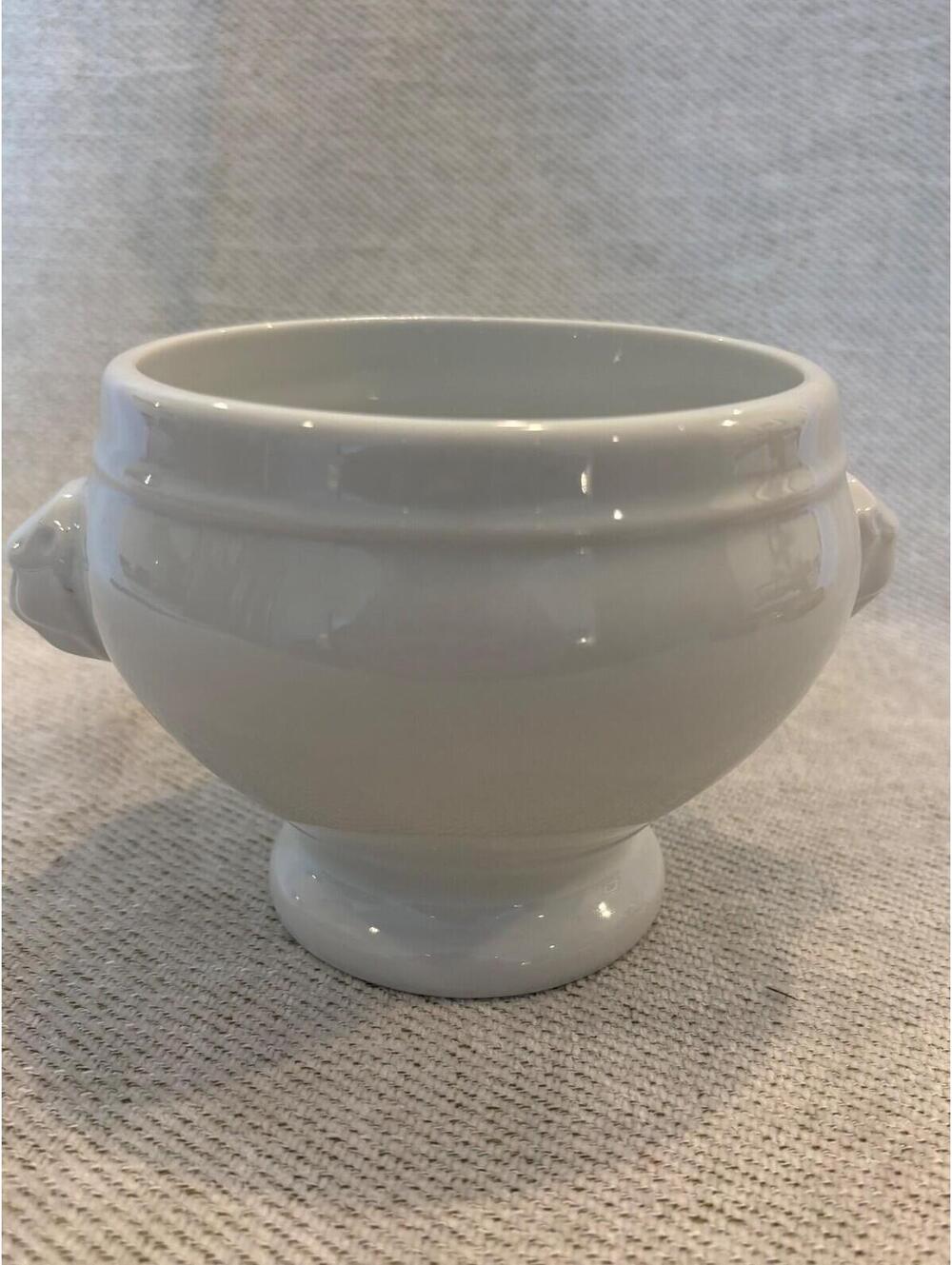 Pillivuyt France Porcelain Lion Head Soup Bowl White Footed Tureen 4" RARE